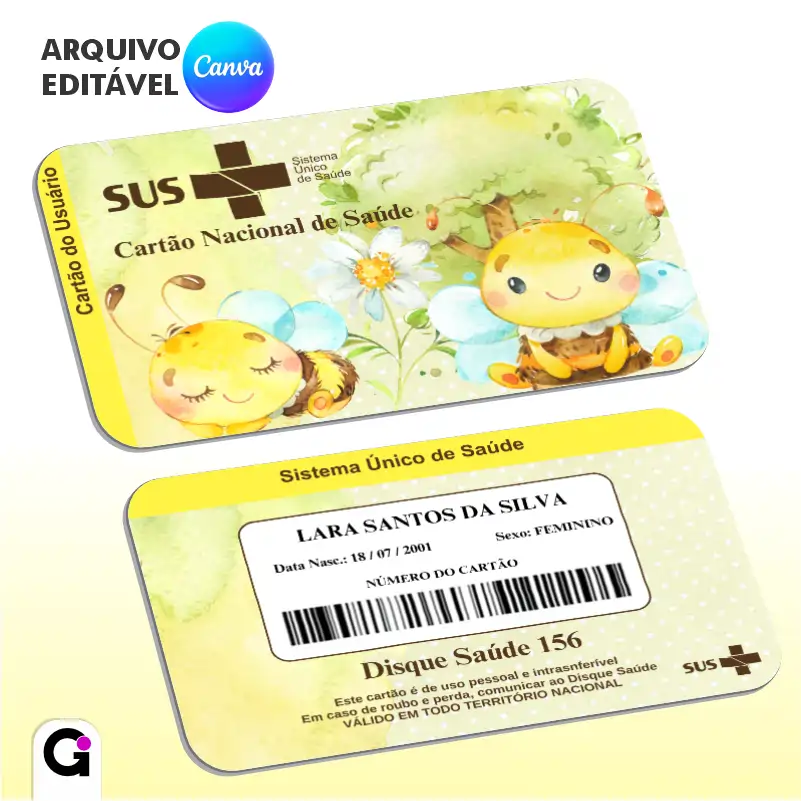 cartão sus abelhinha aquarela