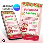 Convite Digital Moranguinho Anos 80