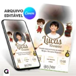 convite animado harry potter