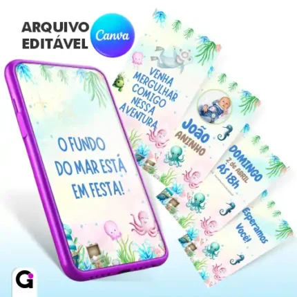 convite digital animado fundo do mar