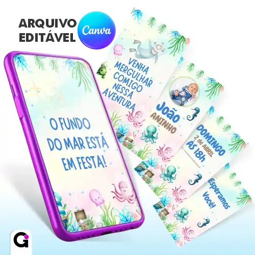 convite digital animado fundo do mar