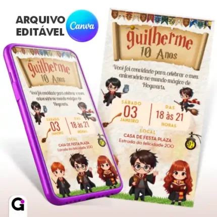 convite digital animado harry potter