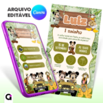 Convite Mickey Safari Interativo infantil editável no Canva DIY formato JPG PNG PDF
