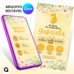 convite digital margarida interativo delicado editável canva tema floral