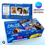 adesivo caixa bombom lacta personalizado com foto editável canva presente criativo
