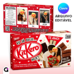 adesivo caixa kitkat personalizado com foto editável canva presente criativo