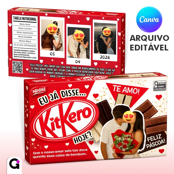 kitkat adesivo caixa kitkat personalizado com foto editável canva presente criativo