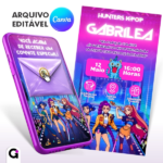 convite animado kpop interativo guerreiras kpop demon hunters editável canva mp4