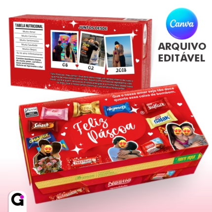 adesivo caixa bombom nestle personalizado com foto editável canva presente criativo