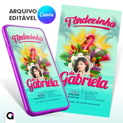 convite digital tardezinha simples com foto editável canva festa ao ar livre