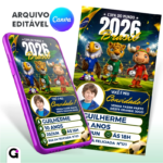 convite copa do mundo 2026 brasil infantil editável canva com foto futebol