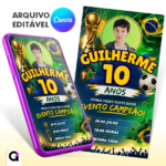 convite copa do mundo brasil editável canva com foto tema futebol