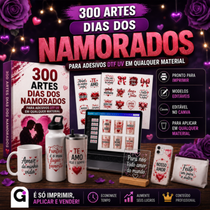 300 artes dia dos namorados para adesivos dtf uv editáveis no canva