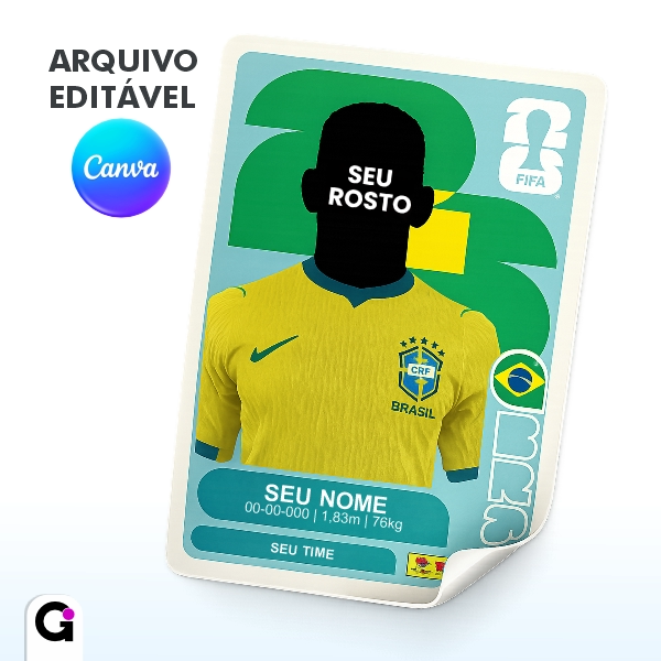 FIGURINHA EDITAVEL figurinha copa do mundo 2026 personalizada brasil editável canva com foto