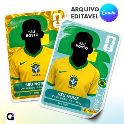 figurinha copa do mundo 2026 personalizada brasil editável canva com foto
