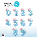 arquivo de corte numeros baloes metalizados realeza coroa rosa silhouette studio