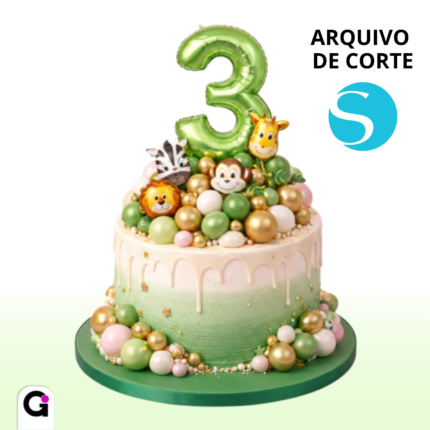 arquivo de corte numeros baloes metalizados verde safari silhouette studio