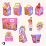 Kit Festa Junina Rosa Menina digital, com diversas caixinhas e apliques para decoração de festa de São João feminina.