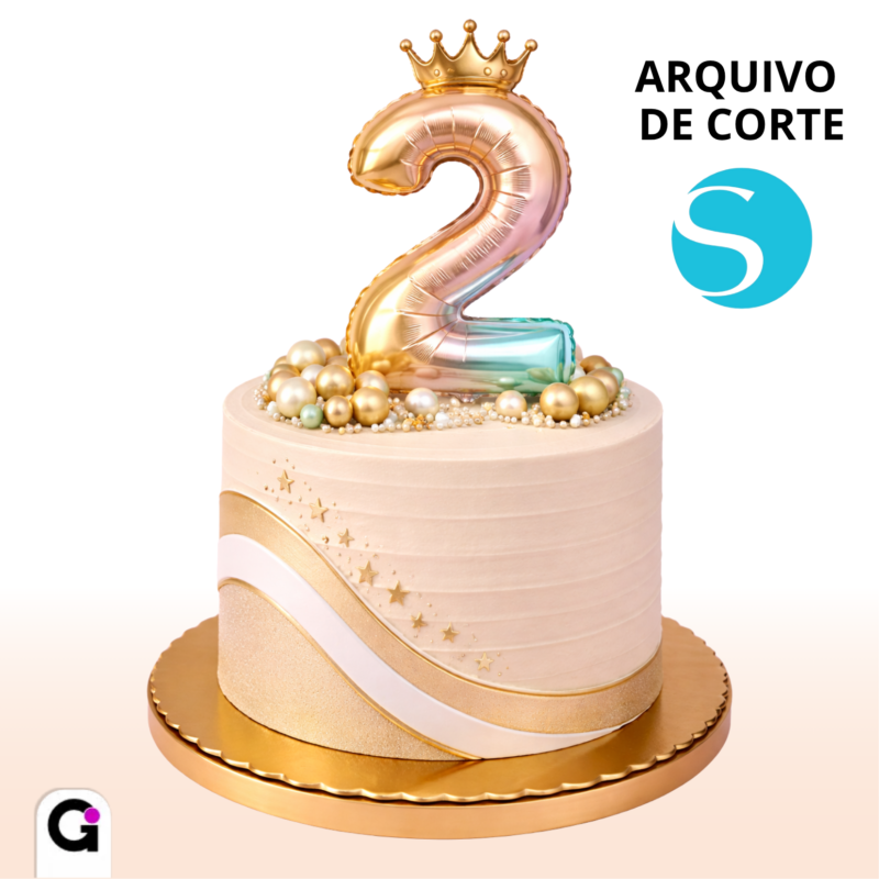 arquivo de corte numeros baloes metalizados com coroa degrade pastel silhouette studio