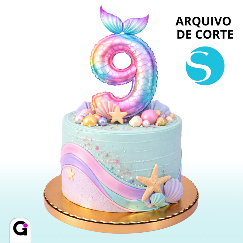 arquivo de corte numeros baloes metalizados tema sereia silhouette studio