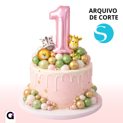 arquivo de corte numeros baloes metalizados rosa safari silhouette studio