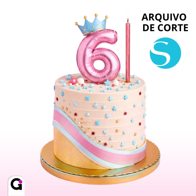 arquivo de corte números balão metalizado rosa coroa azul tema realeza para silhouette studio