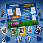 Álbum de figurinha dia dos pais editável no Canva, com tema de Copa do Mundo 2026, perfeito para presentear.