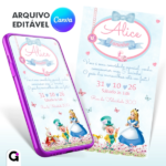 convite alice no pais das maravilhas digital editavel canva pdf png