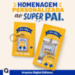 Caixa para Chaveiro Dia dos Pais com design Super Pai editável no Canva, ideal para presente criativo e personalizado.