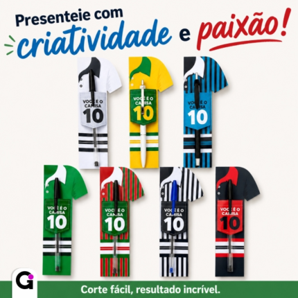 Card Porta Caneta Camisa 10 com design de futebol para o Dia dos Pais em arquivos de corte digital.