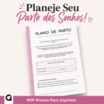 Plano de Parto digital em PDF para gestantes, um guia completo com opções de cores para impressão.