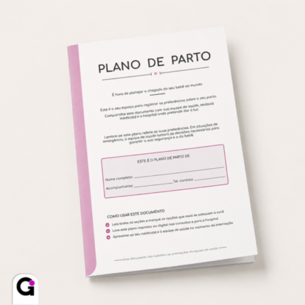 Plano de Parto digital em PDF para gestantes, um guia completo com opções de cores para impressão.