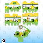 Kit 5 caixa Copa do Mundo Brasil para festa infantil, com designs exclusivos da seleção brasileira de futebol em formato Studio Silhouette.