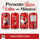 Arte Lata Coca-Cola Dia dos Pais editável no Canva, com design exclusivo para homenagear pais com fotos emocionantes e mensagens de carinho.