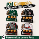 Caixa 3 Bombons Dia dos Pais Time de futebol personalizada para Ferrero Rocher com tema de time e foto.