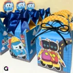 Kit 5 Caixa Léo Caminhão com 5 modelos variados (alta, canudo, maleta, milk, pirâmide) para festas infantis temáticas, pronto para corte Silhouette e impressão.
