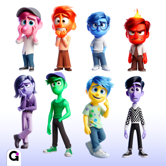 Kit Digital Dia dos Pais Emoções Divertidamente com personagens coloridos inspirados no filme Divertida Mente.