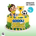 Topo de Bolo Copa Gol do Brasil Menina, ideal para festas de futebol e celebrações patrióticas.