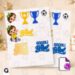 Topo de Bolo Copa Gol do Brasil Menina, ideal para festas de futebol e celebrações patrióticas.