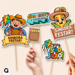 Plaquinhas Toppers Festa Junina em formato Studio, PDF e PNG para decoração temática de São João