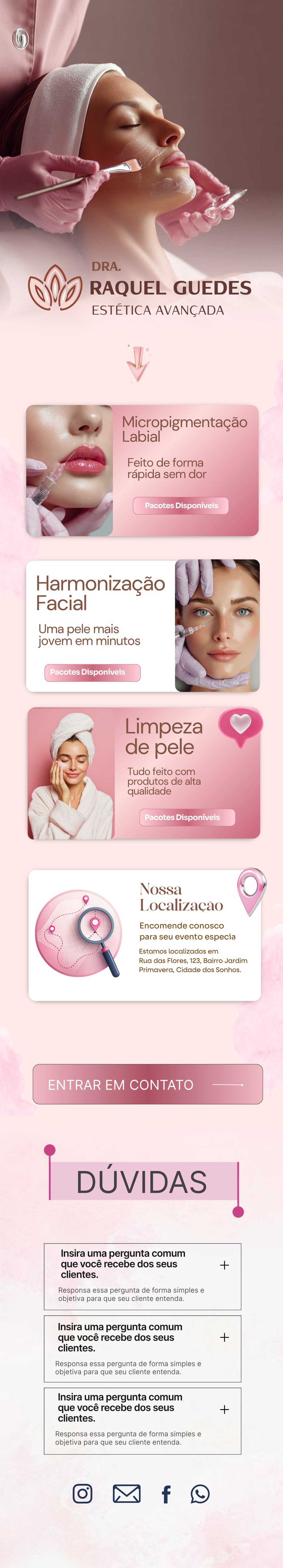 Link da Bio Estética Rosa Estilo Landing Page- Editável no Canva Preview do site
