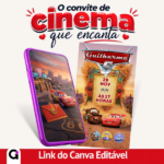 Convite Carros McQueen cinematográfico interativo editável no Canva
