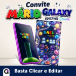 Convite Super Mário Galaxy interativo editável no Canva da GabiImagem