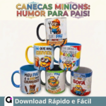 Coleção exclusiva de 12 Artes para Caneca Minions Divertido Dia dos Pais em formato PNG, prontas para sublimação e personalização com humor para o melhor pai.