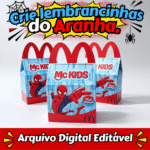 Caixa MC Lanche Feliz Homem Aranha, arquivo digital pronto para impressão e corte, perfeito para festas infantis temáticas do super-herói
