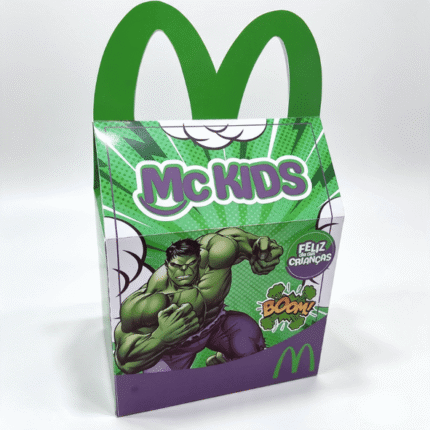 Caixa McLanche Feliz Hulk para festas infantis, arquivo digital pronto para corte e impressão em Studio e PDF.
