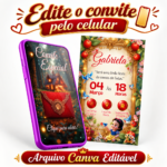 Modelo de convite digital branca de neve baby interativo com botões clicáveis de confirmação e mapa na floresta mágica