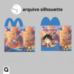 Caixa McLanche Feliz Luffy Chibi One Piece digital para corte em Silhouette e PDF, pronta para imprimir.