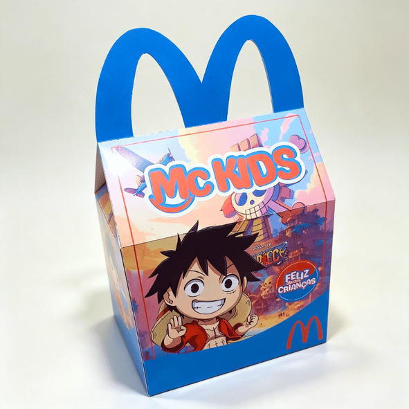 Caixa McLanche Feliz Luffy Chibi One Piece digital para corte em Silhouette e PDF, pronta para imprimir.