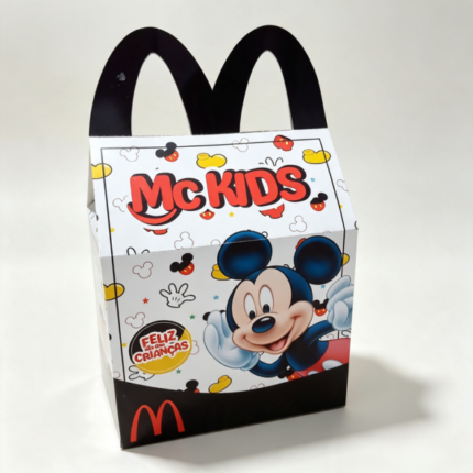Caixa McLanche Mickey para imprimir e cortar, ideal para festas infantis e celebrações do Dia das Crianças.